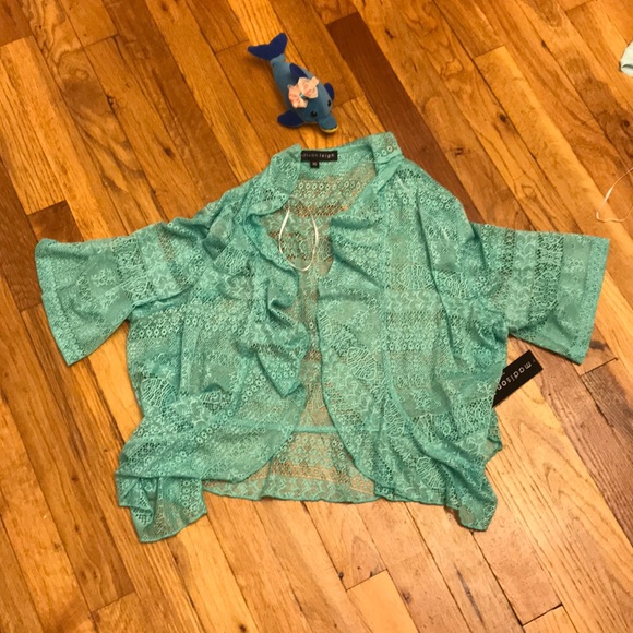 Madison Leigh lace Jacket dress turq/multi,NWT - Picture 5 of 8